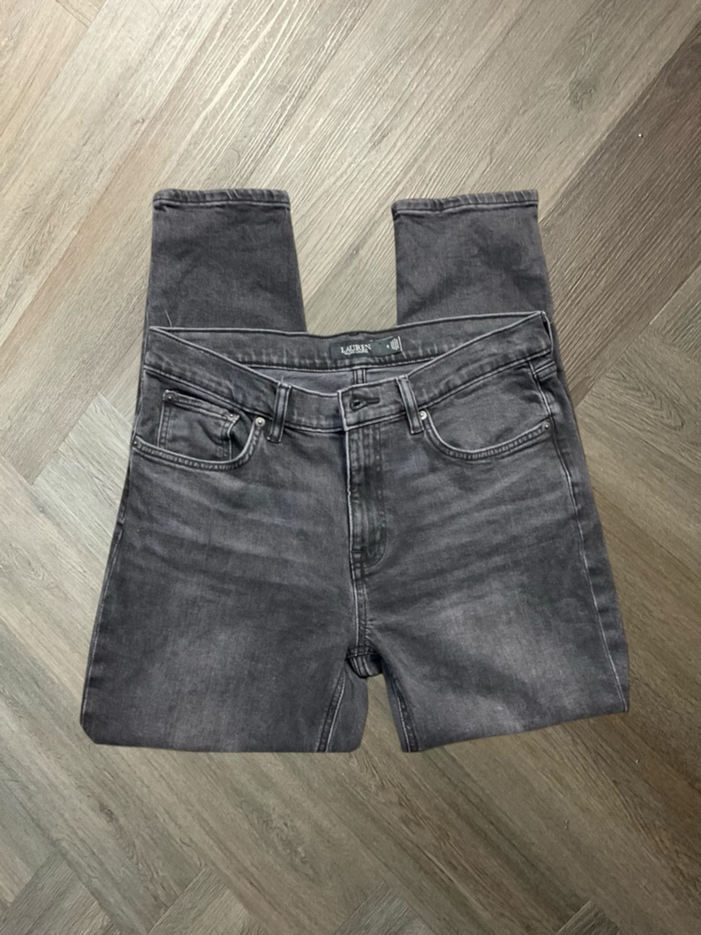 Lauren Ralph Lauren Slim Straight Jeans Womens 8 Black Wash Denim Classic Preppy